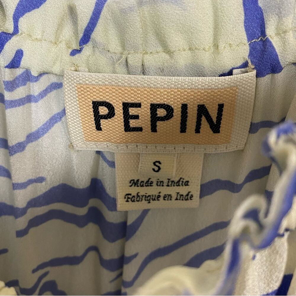 Pepin Blue Floral Ruffled Off Shoulder Top Size Small - Picture 5 of 7